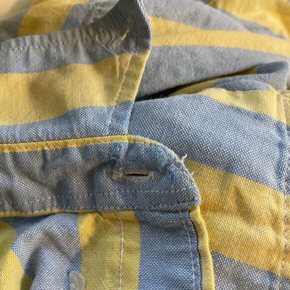 Vintage 90's 100% Cotton Cambridge Classics Yellow & Blue Striped Button Down - Picture 9 of 10